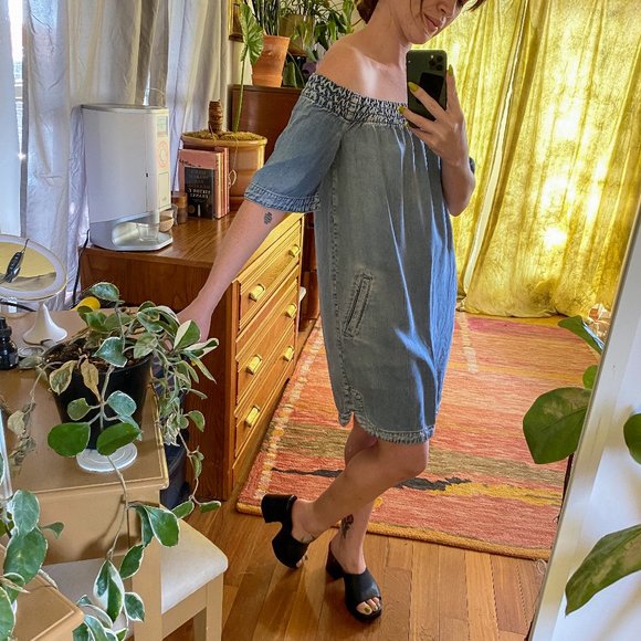 All Saints Blue Zoe Chambray Mini Shift Casual Dress, size S - Picture 4 of 6